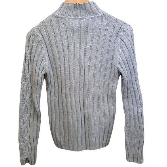 Liz Claiborne LizSport Light Blue Mock Neck Cable Knit Sweater M - Picture 3 of 10